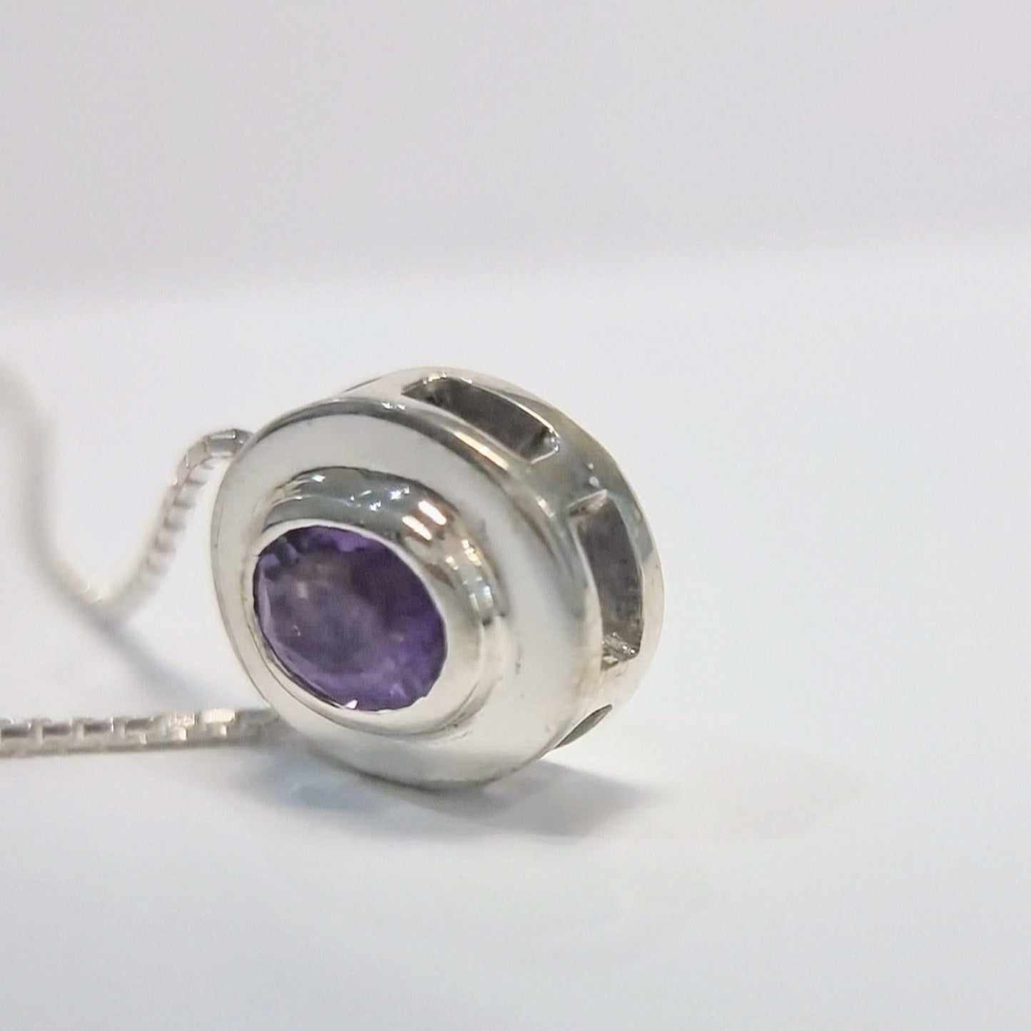 Oval-Cut Amethyst Pendant Necklace in Sterling Silver