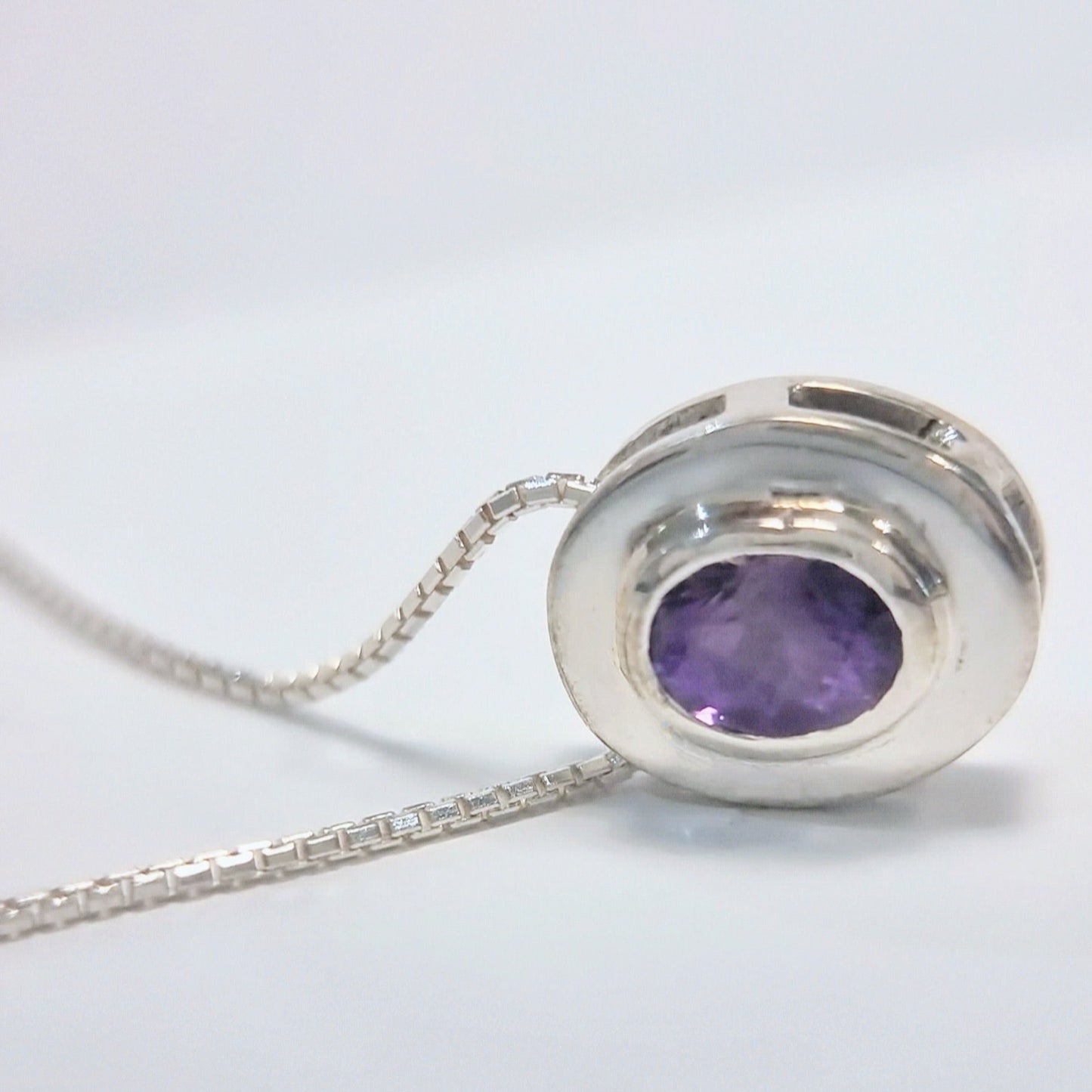 Oval-Cut Amethyst Pendant Necklace in Sterling Silver