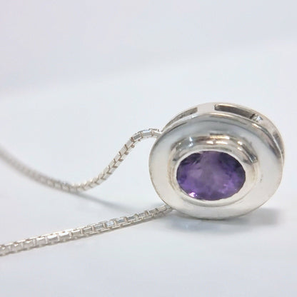 Oval-Cut Amethyst Pendant Necklace in Sterling Silver