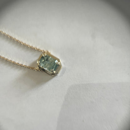 Rectangle Cut Aquamarine Necklace Pendant