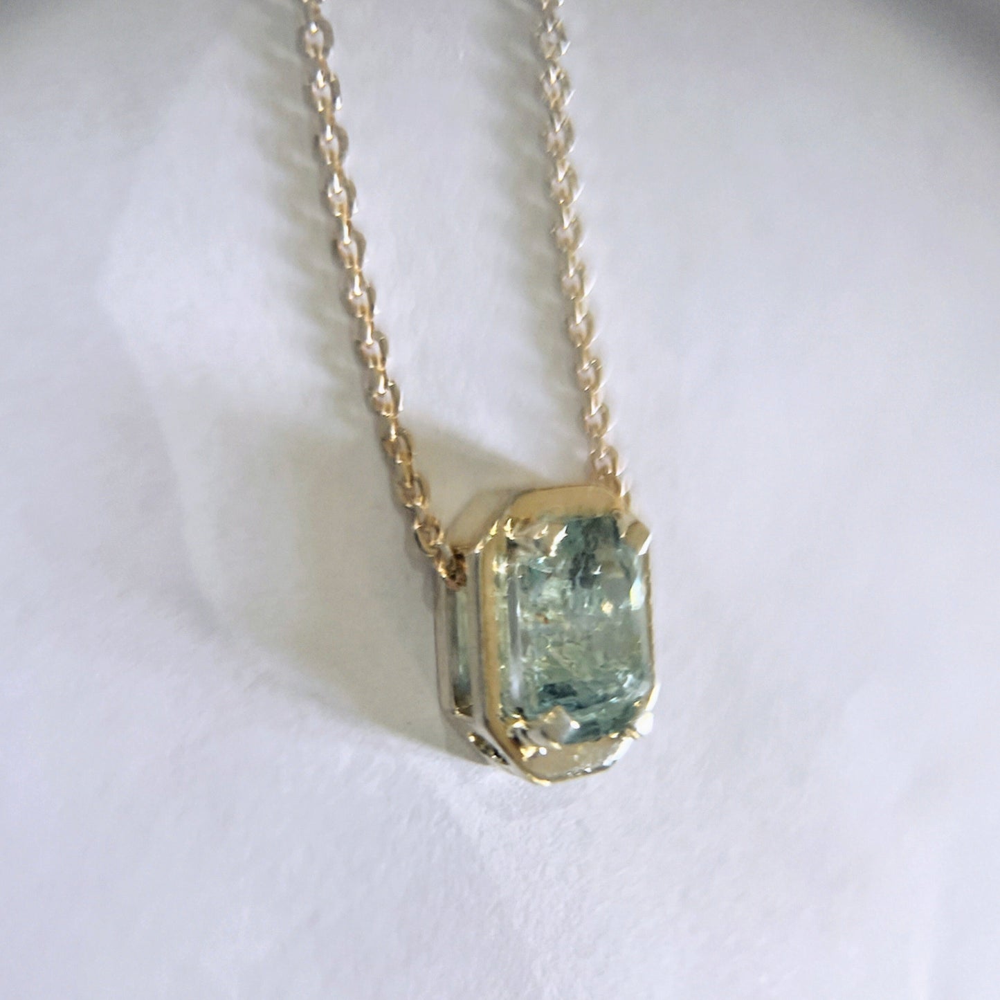 Rectangle Cut Aquamarine Necklace Pendant