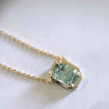 Rectangle Cut Aquamarine Necklace Pendant