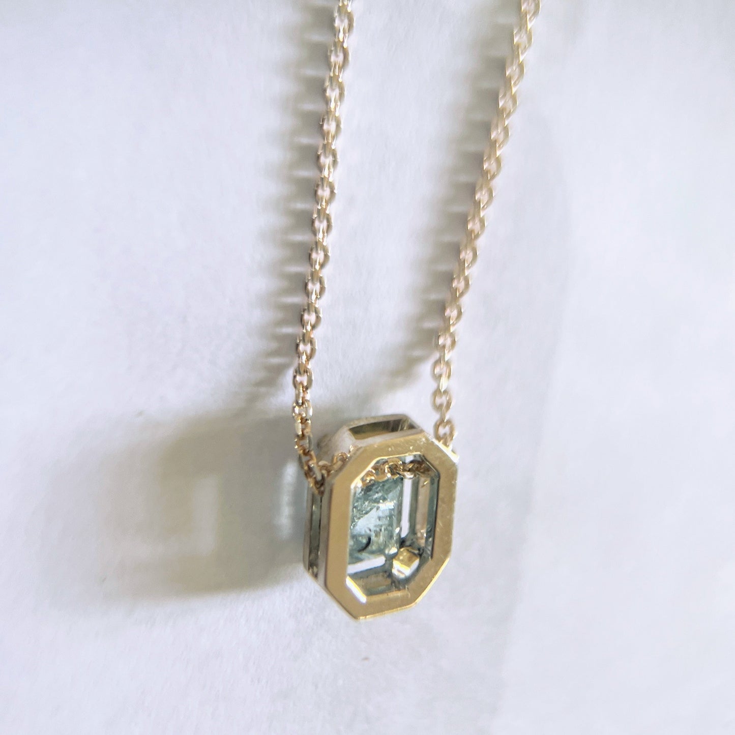 Rectangle Cut Aquamarine Necklace Pendant