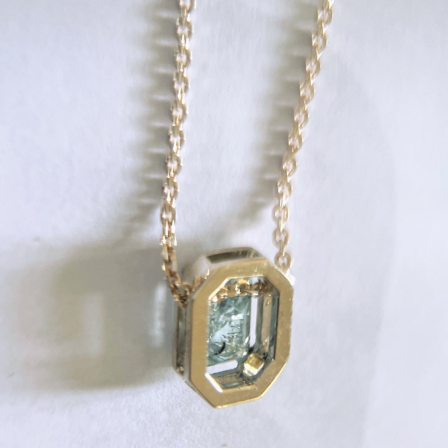 Rectangle Cut Aquamarine Necklace Pendant