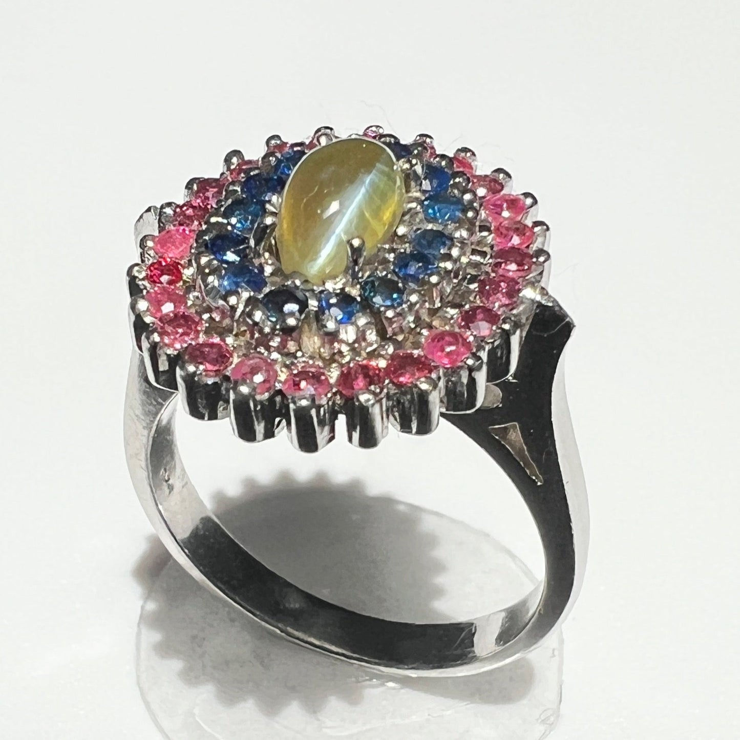 Cat's Eye Chrysoberyl and Sapphire Cocktail Ring