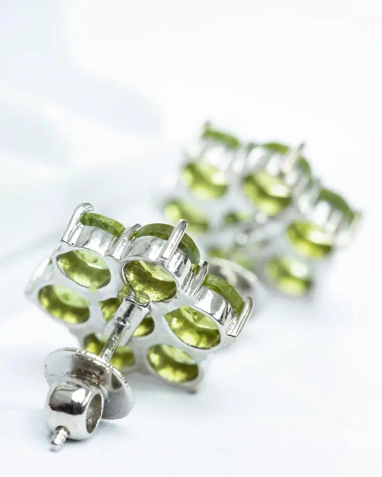 5.25ctw Natural Mint Green Peridot Stud Earrings Platinum 