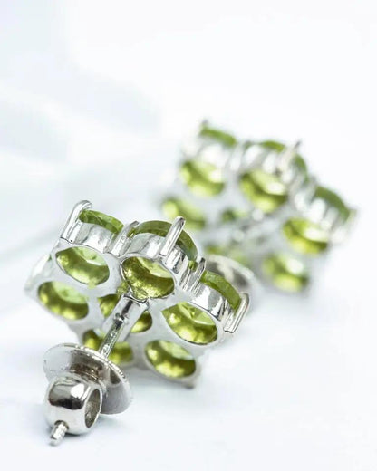 5.25ctw Natural Mint Green Peridot Stud Earrings Platinum 