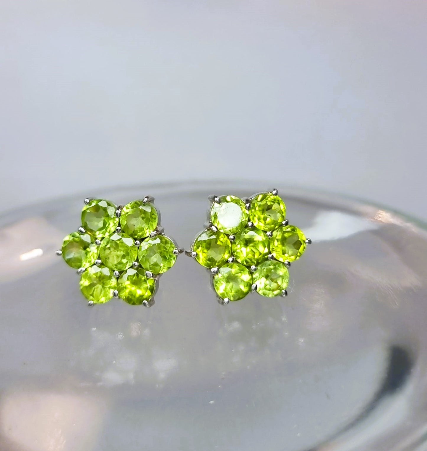 5.25ctw Natural Mint Green Peridot Stud Earrings