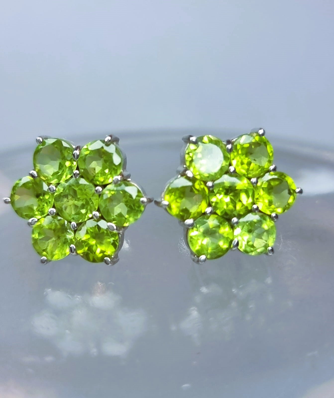 5.25ctw Natural Mint Green Peridot Stud Earrings