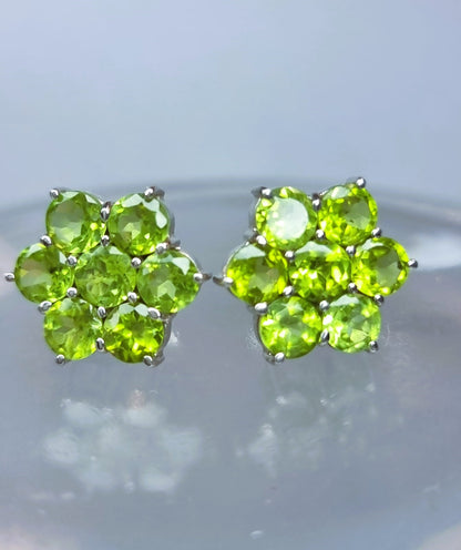 5.25ctw Natural Mint Green Peridot Stud Earrings