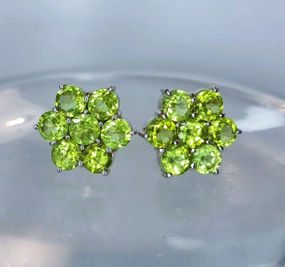 5.25ctw Natural Mint Green Peridot Stud Earrings