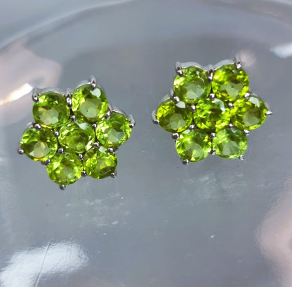 5.25ctw Natural Mint Green Peridot Stud Earrings