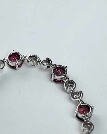 Round Pink Tourmaline Tennis Bracelet October Birthstone