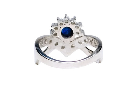 1ct Round Natural Blue Sapphire Statement Ring Platinum 