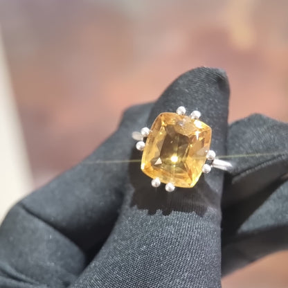 11ct Cushion Cut Natural No Heat Citrine Ring