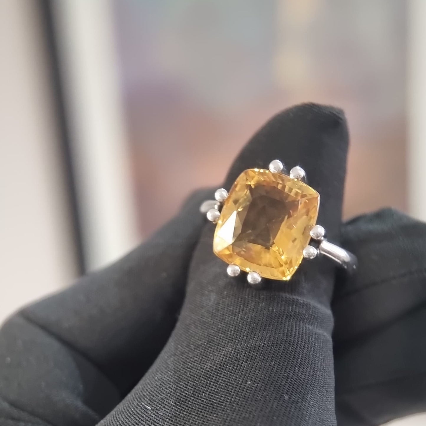 11ct Cushion Cut Natural No Heat Citrine Ring