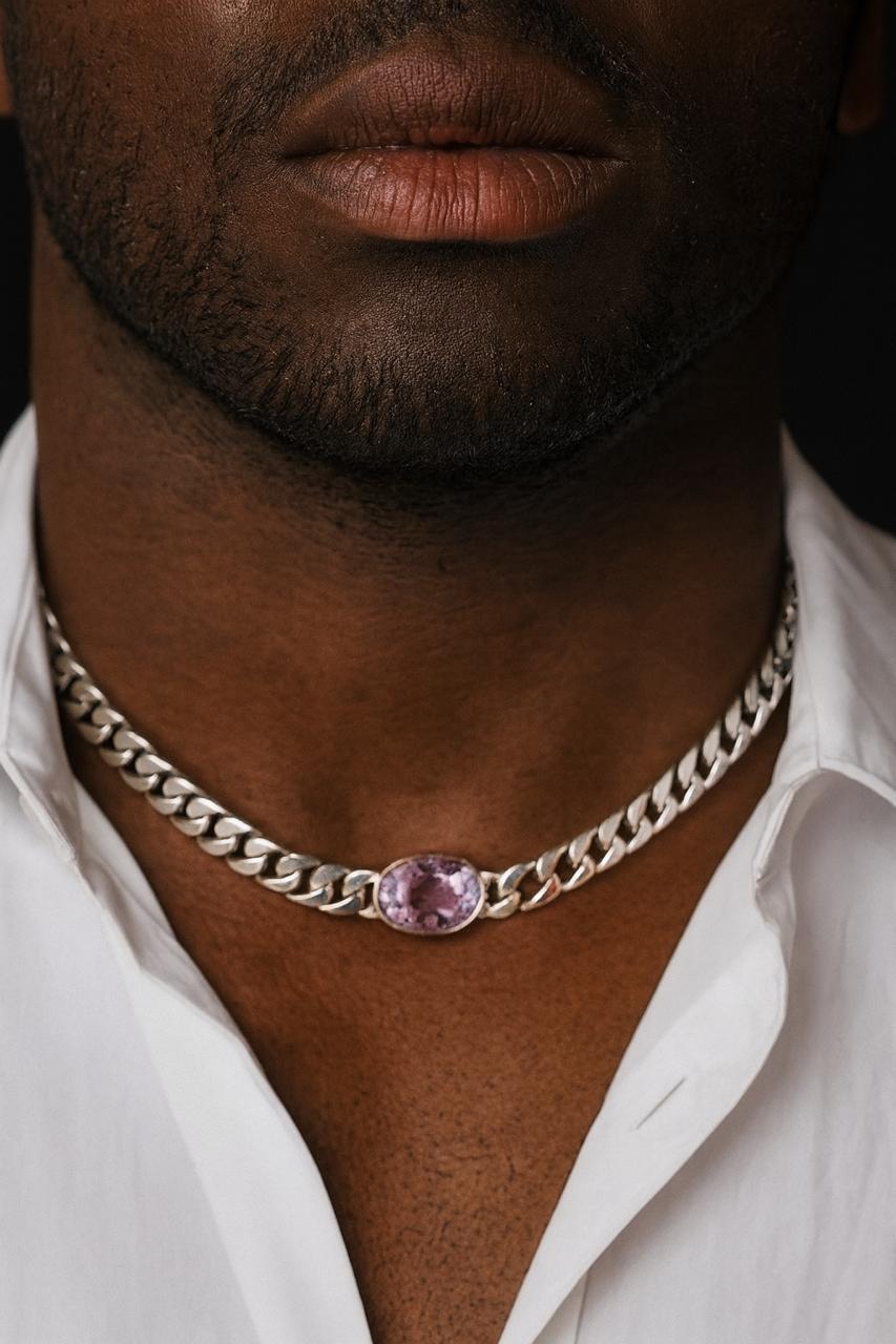 Amethyst Cuban Chain Link Necklace - Hanna Boya