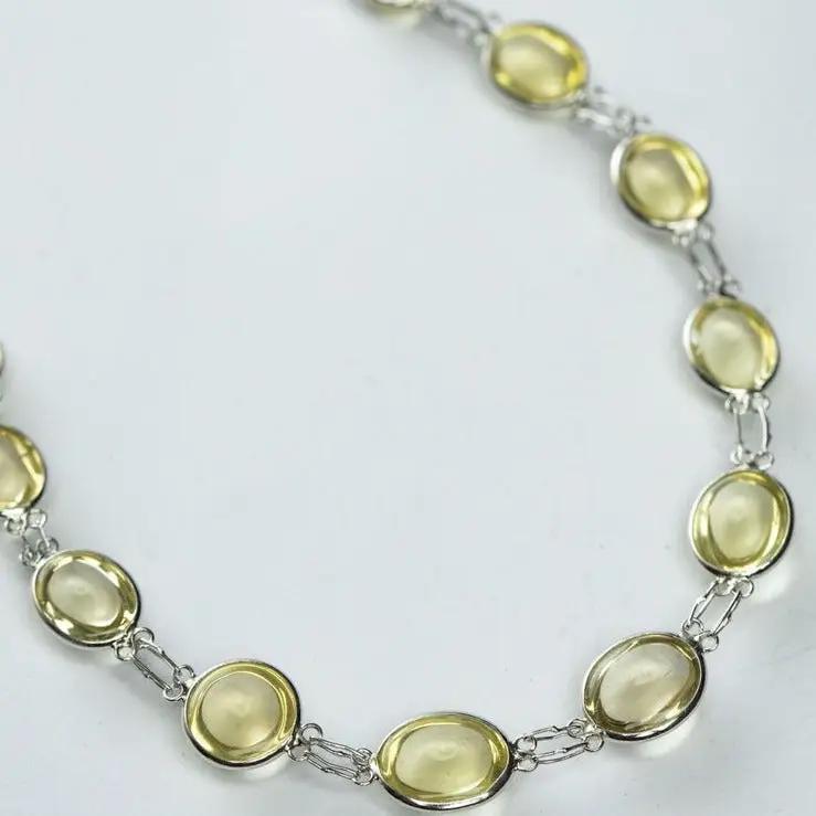 Natural Untreated Cabochon Citrine Tennis Bracelet