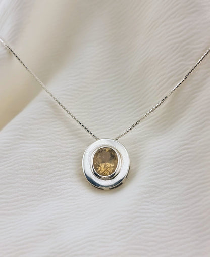 Natural Unheated Citrine Pendant Necklace in Sterling Silver