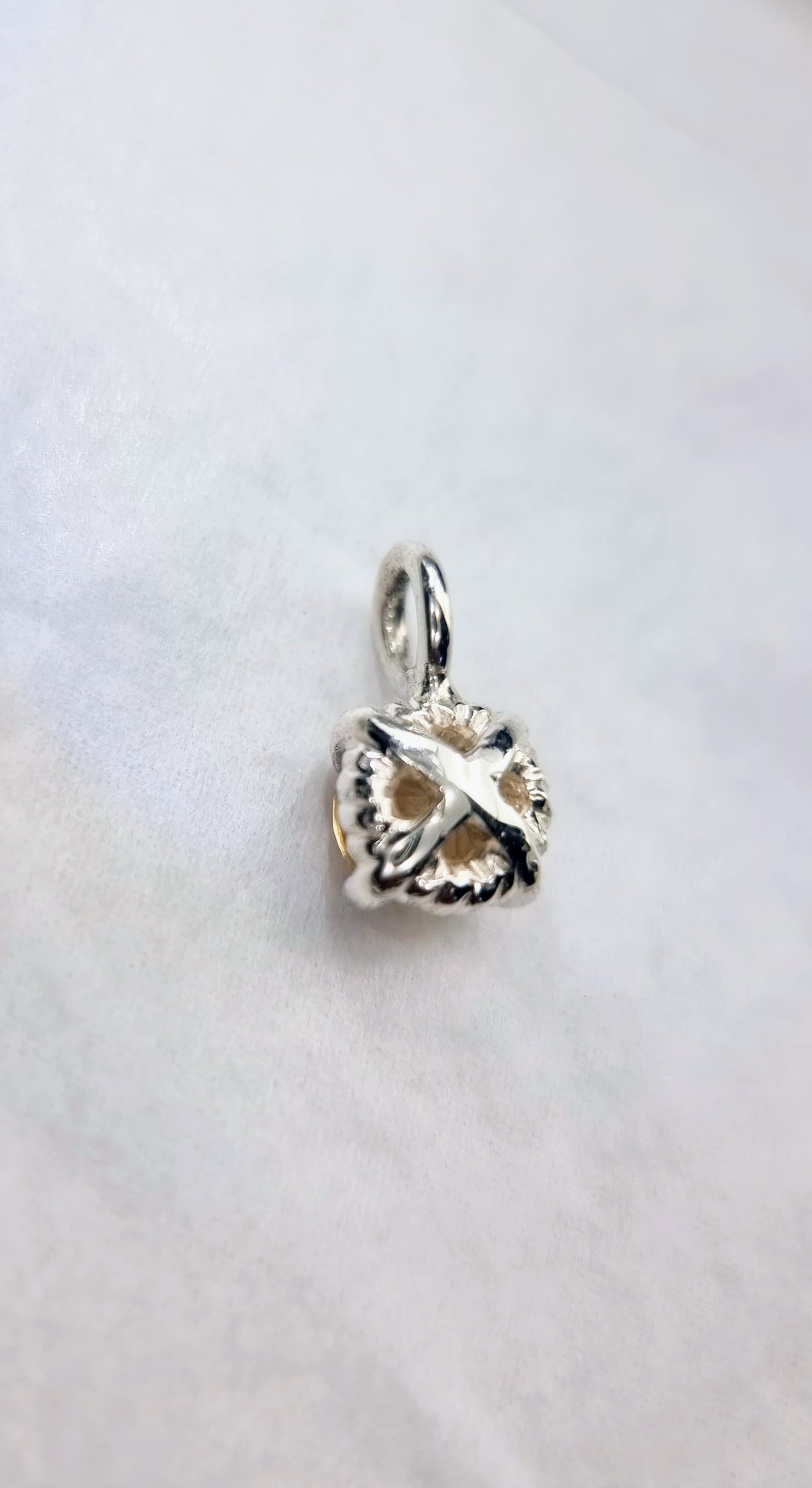 6mm Round Citrine Twist Dainty Pendant in Sterling Silver with Italian Chain