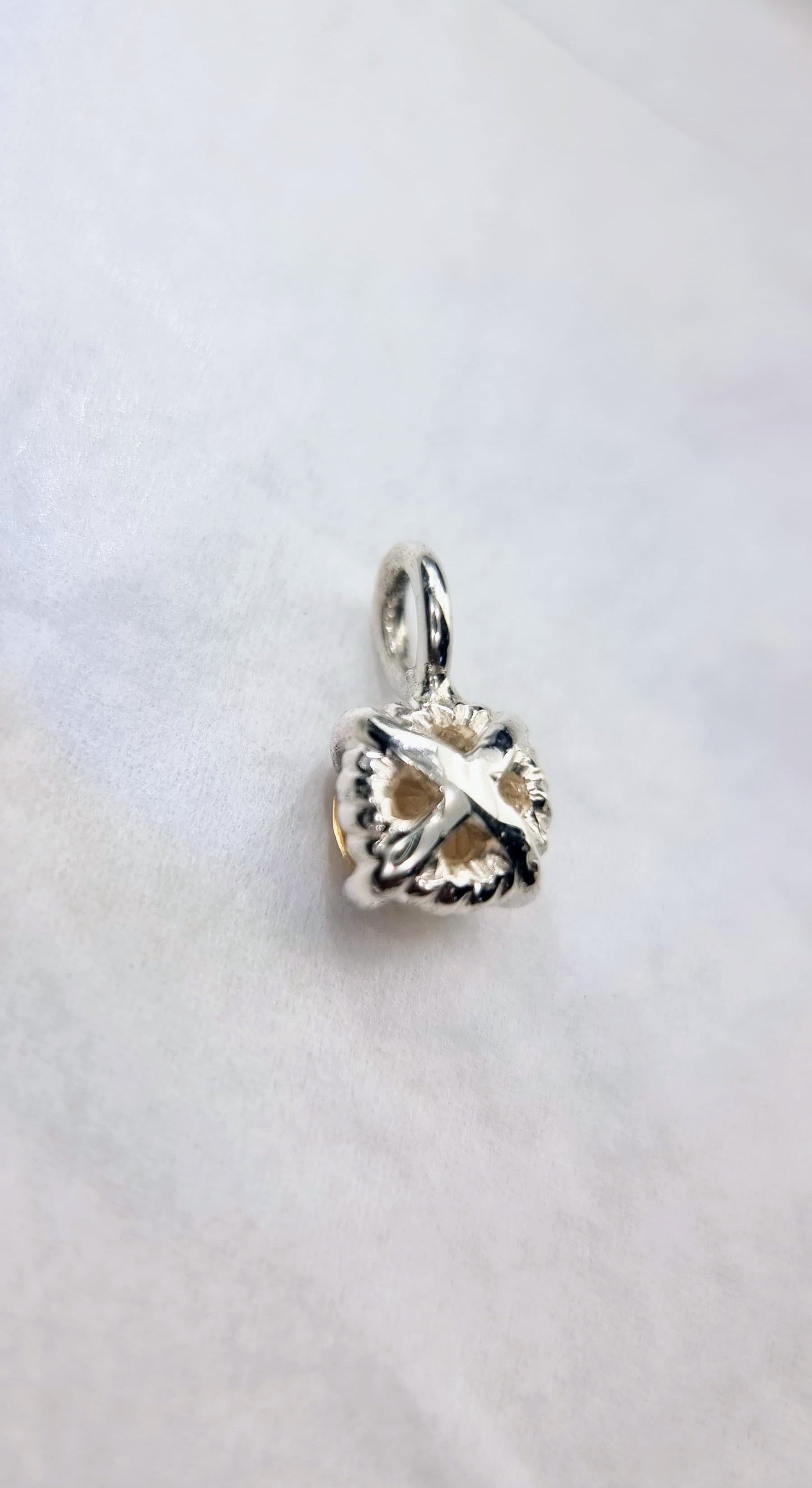 Back view of Citrine Sterling Silver Pendant showing intricate twist design setting, crafted for durability and style.