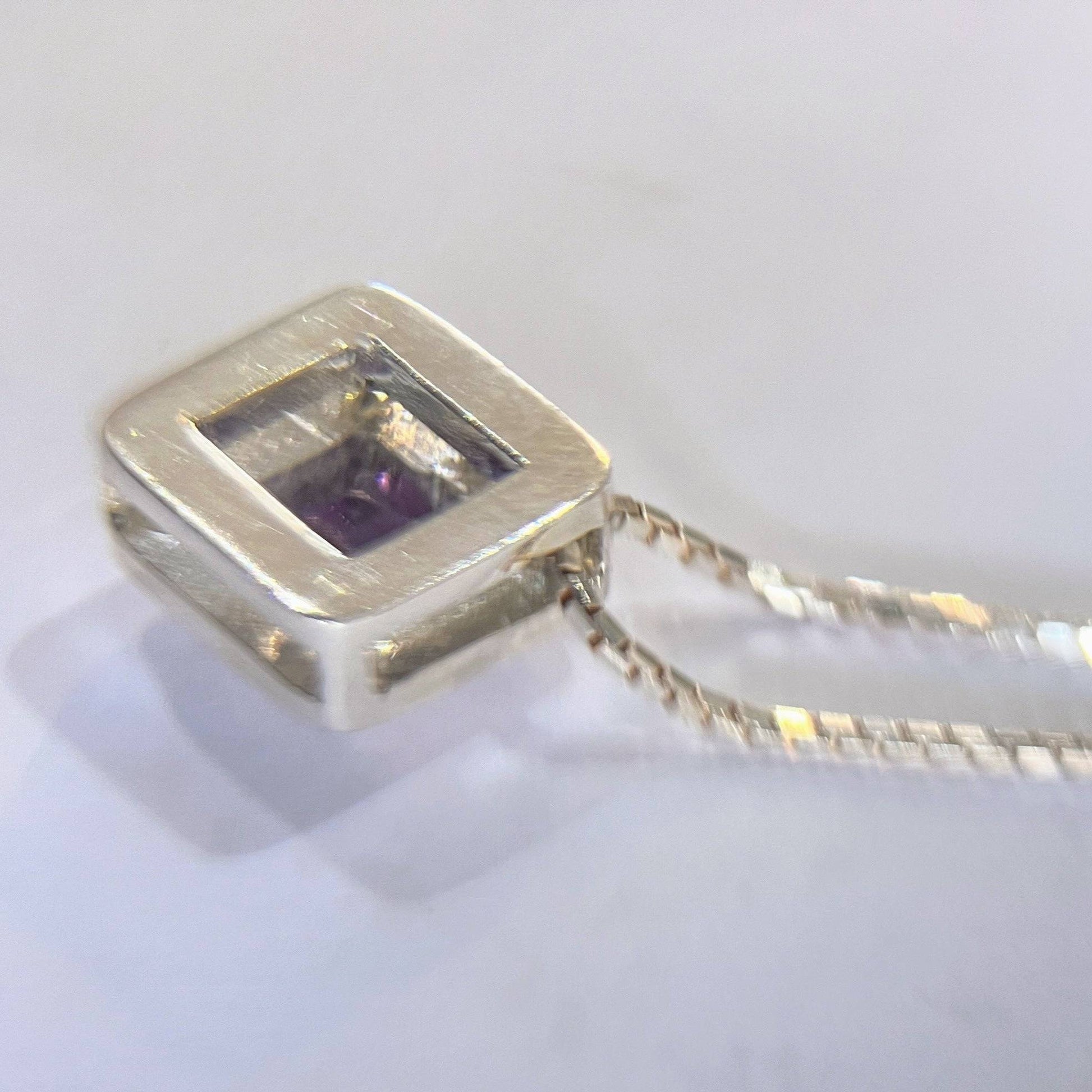 Handmade Square Cut Amethyst Necklace Pendant - Hanna Boya