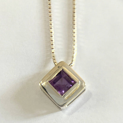Handmade Square Cut Amethyst Necklace Pendant - Hanna Boya