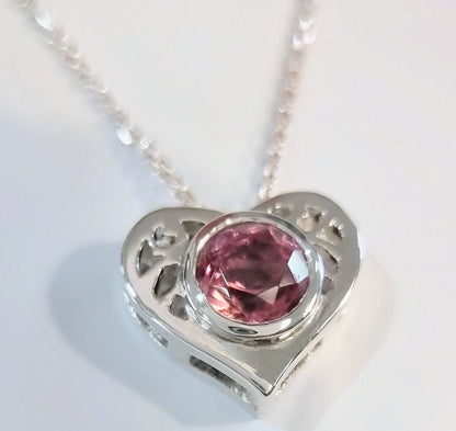 Natural Pink Tourmaline Heart Necklace - Hanna Boya