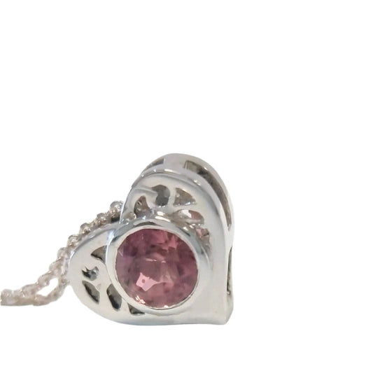 Natural Pink Tourmaline Heart Necklace - Hanna Boya
