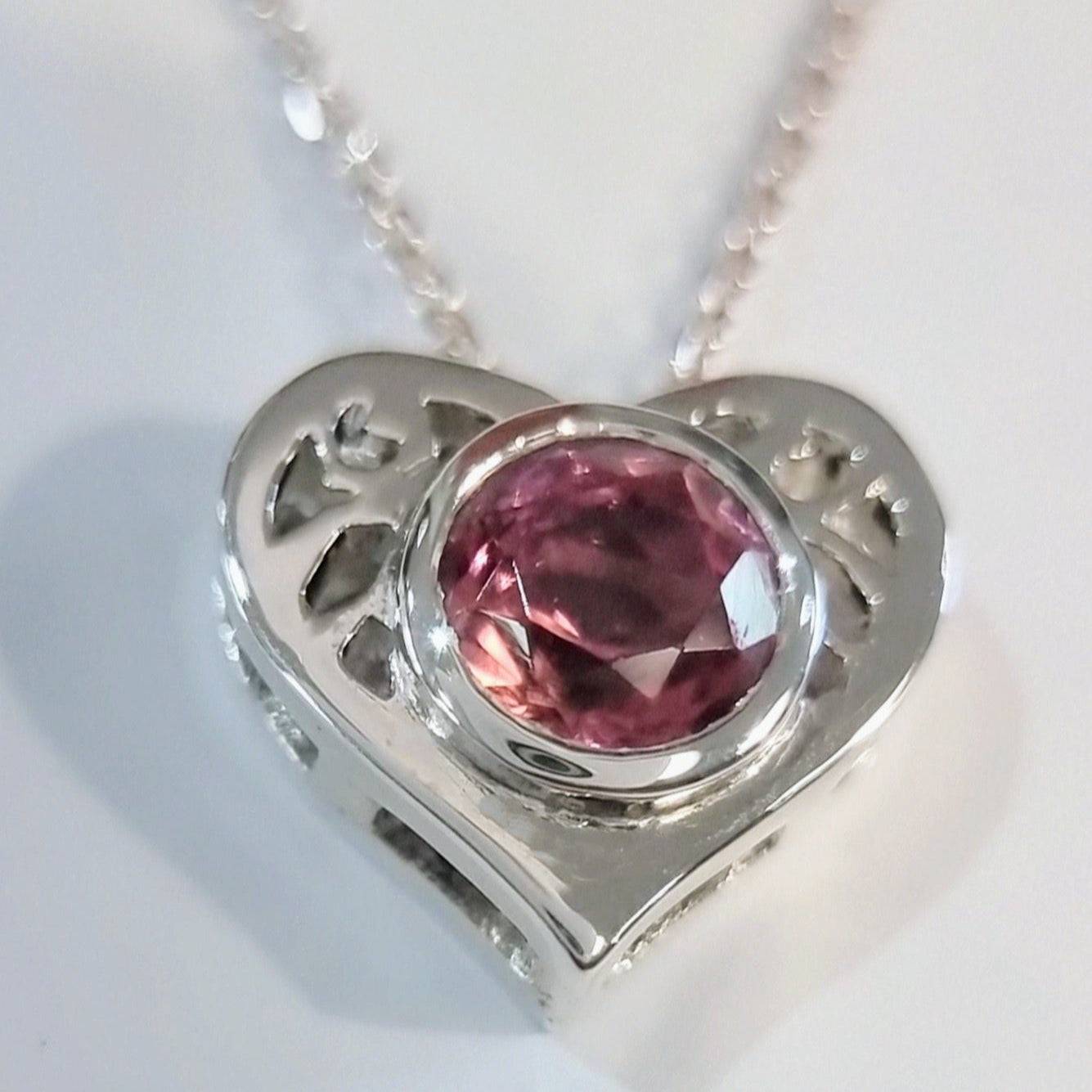 Natural Pink Tourmaline Heart Necklace - Hanna Boya