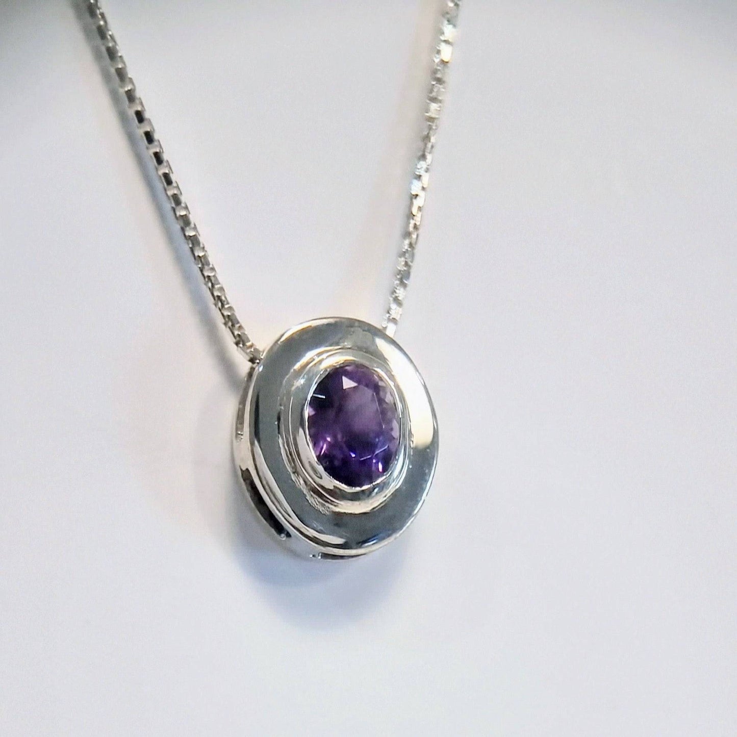 Oval-Cut Amethyst Pendant Necklace in Sterling Silver - Hanna Boya