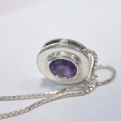 Oval-Cut Amethyst Pendant Necklace in Sterling Silver - Hanna Boya