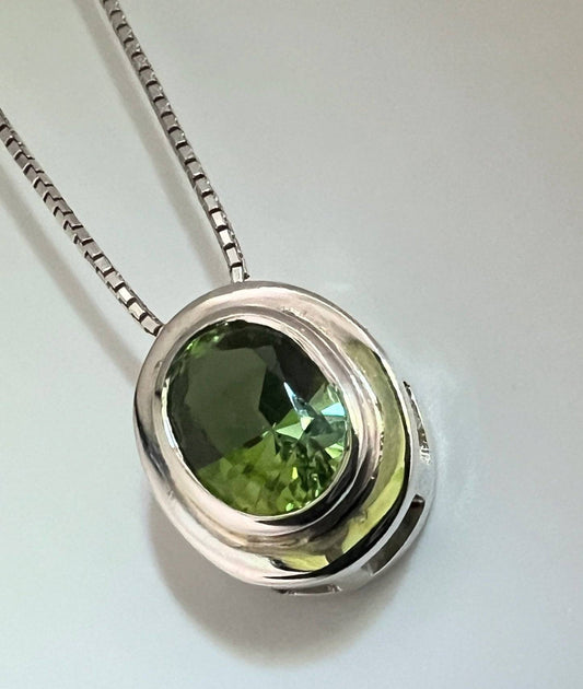 Oval Cut Natural Rare Yellow-Green Citrine Necklace Pendant - Hanna Boya