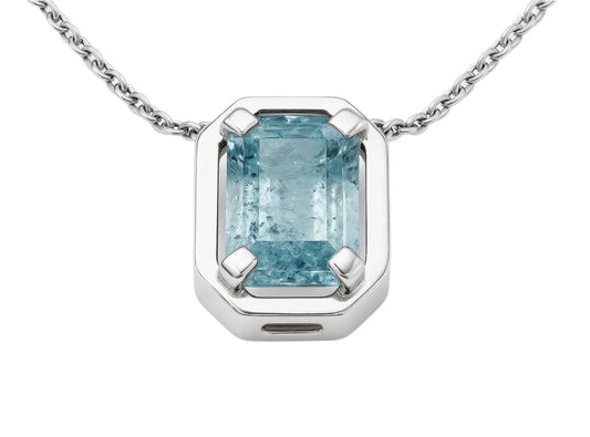 Rectangle Aquamarine Necklace Pendant - Hanna Boya