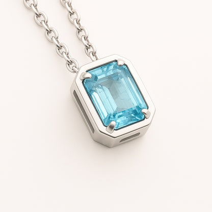 Rectangle Aquamarine Necklace Pendant - Hanna Boya