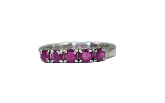 1.25ctw Round Cut Natural Pink Sapphire Band Ring - Hanna Boya