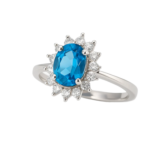 1ct Oval Natural Blue Topaz Statement Ring - Hanna Boya