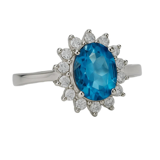 1ct Oval Natural Blue Topaz Statement Ring - Hanna Boya