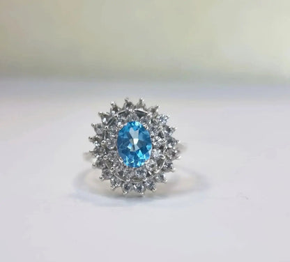 2ct Oval Blue Topaz Silver Cocktail Ring - Hanna Boya