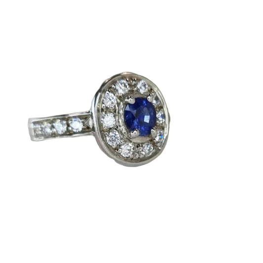 1ct Natural Oval Blue Sapphire Engagement ring - Hanna Boya