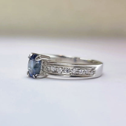 1ct Oval Natural Blue Sapphire Engagement Ring - Hanna Boya