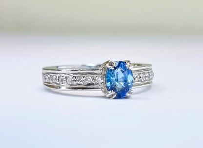 1ct Oval Natural Blue Sapphire Engagement Ring - Hanna Boya