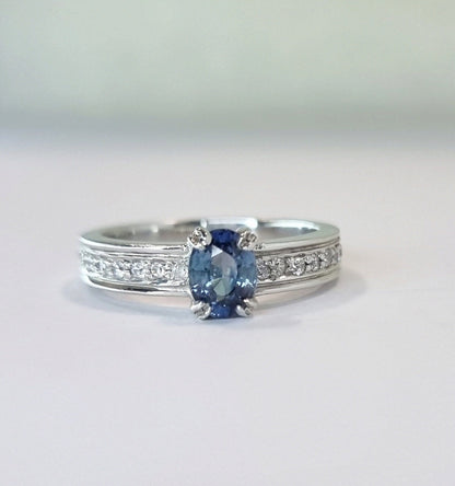 1ct Oval Natural Blue Sapphire Engagement Ring - Hanna Boya