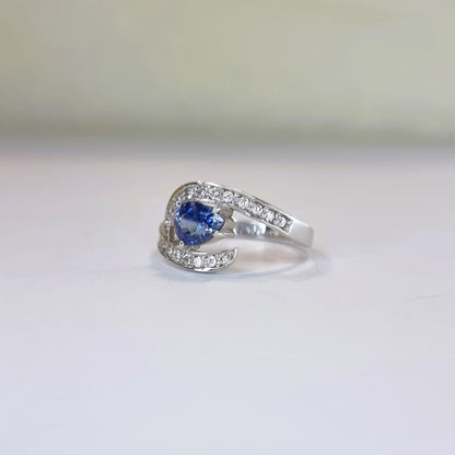 1ct Pear Cut Natural Blue Sapphire Engagement Ring - Hanna Boya
