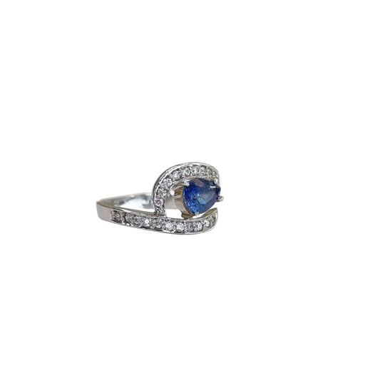1ct Pear Cut Natural Blue Sapphire Engagement Ring - Hanna Boya