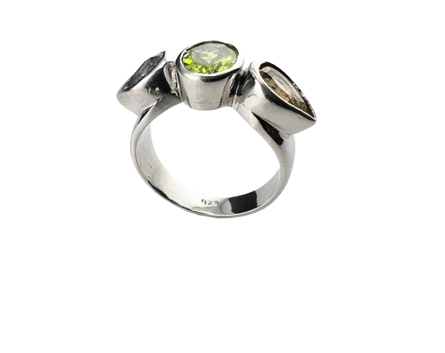 Tri-Gemstone Peridot, Citrine & Topaz Dome Ring - Hanna Boya