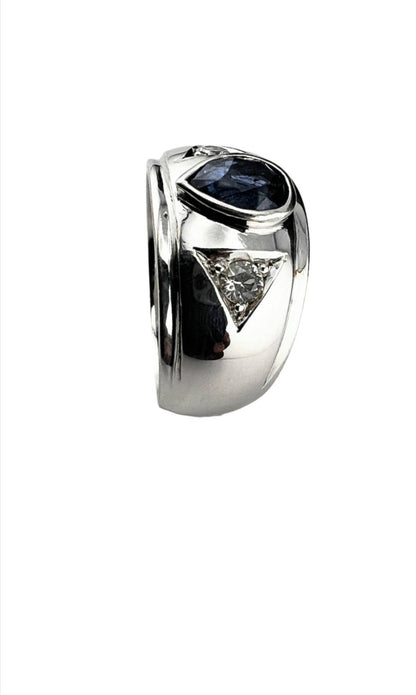 1.5ct Pear Natural Blue Sapphire 3 Stone Ring - Hanna Boya