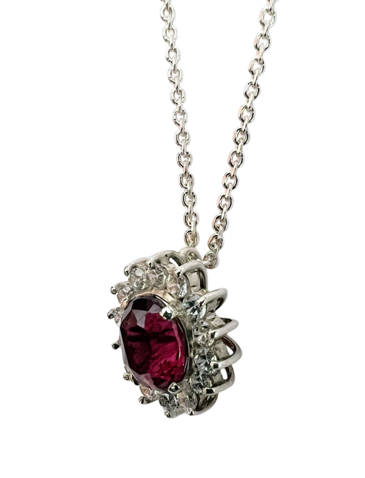 3ct Oval Pink Tourmaline Pendant Necklace - Hanna Boya