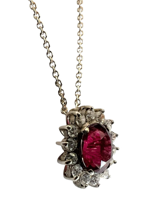 3ct Oval Pink Tourmaline Pendant Necklace - Hanna Boya