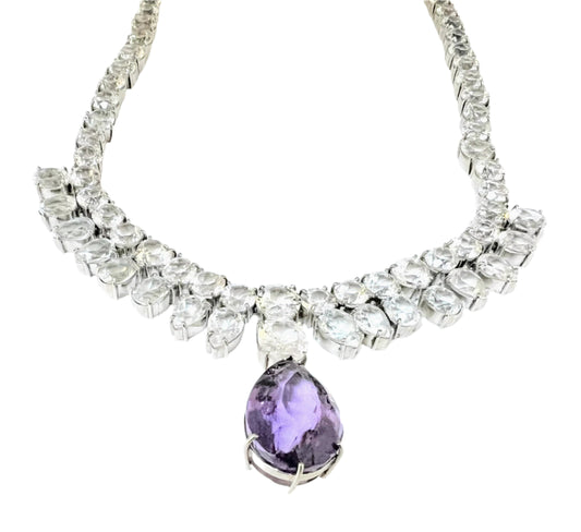 10ct Pear Cut Amethyst and Topaz Necklace - Hanna Boya